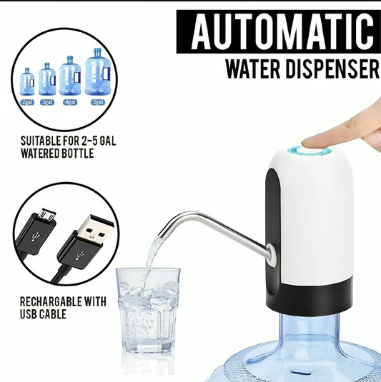 Automatic Electric Water Bottle Pump Dispenser – USB Rechargeable One-Touch Water Pump for Home, Office, Outdoor Use & Universal Gallon Bottles