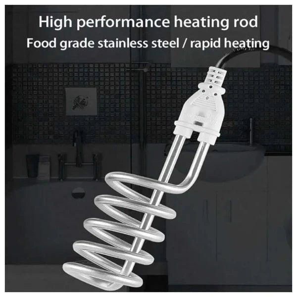High performance heating rod with food grade stainless steel and rapid heating capabilities on a dark background.
